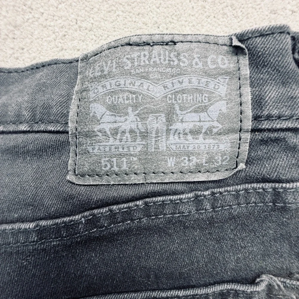 Levis 511 Black Label Slim Jeans Men's Size 32x32 Black Out Cotton Blend Denim